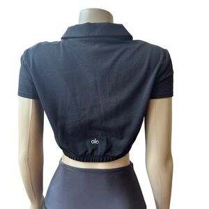 ALO Yoga Black Collared Crop Top